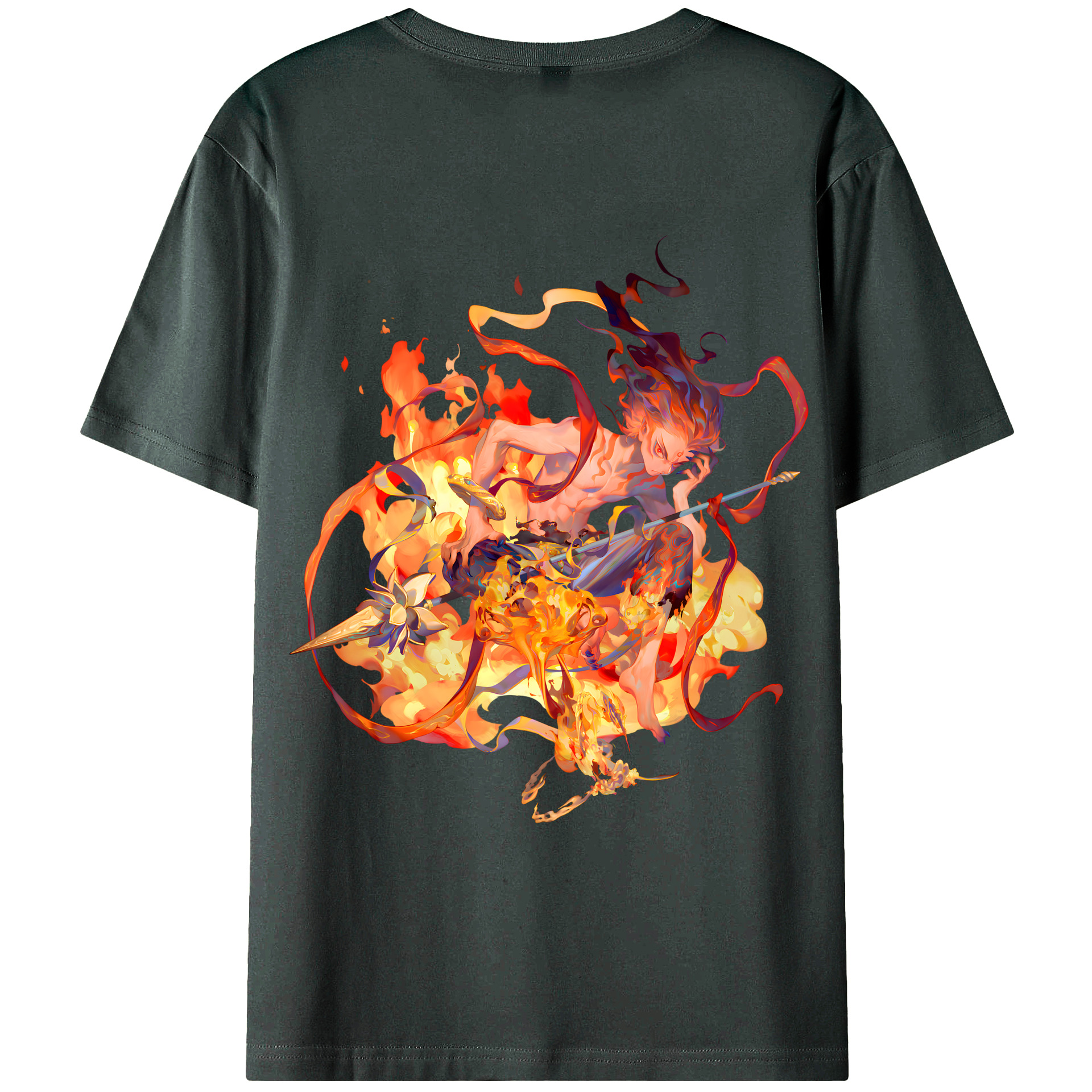 （画像用） Ne Zha 2 ナタ 魔童の大暴れ 綿100％ メンズ半袖Tシャツ（バックプリント） 通気性